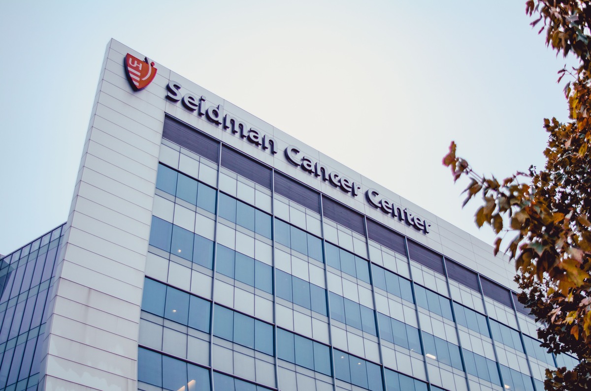 Modern hospital building with glass facade